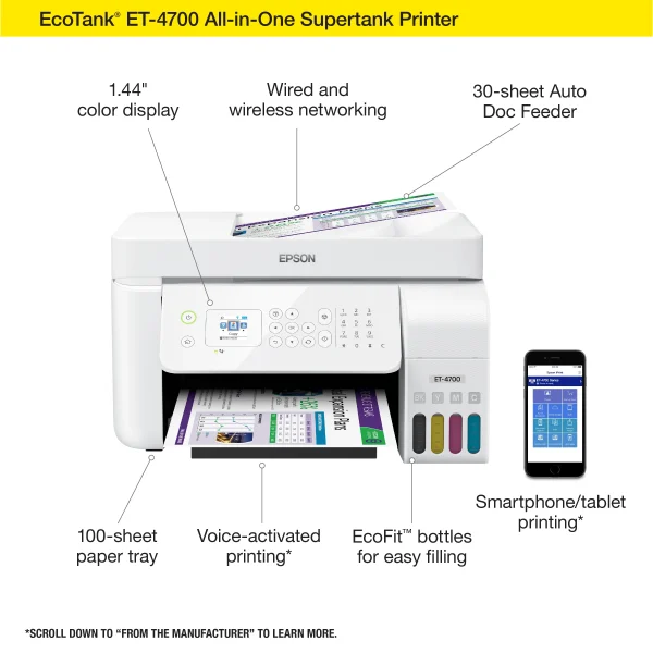 Epson EcoTank ET-4700 Wireless All-in-One Color Supertank Printer - Image 4