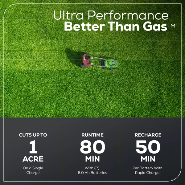 Greenworks 60V 21" Self-Propelled Lawn Mower with (2) 5.0 Ah Batteries & Rapid Charger 2546202 - Image 4