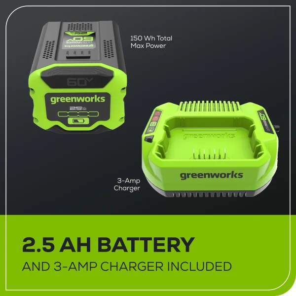 Greenworks 60V 8 Edger with 2.5 Ah Battery & Charger 2703302 - Image 9