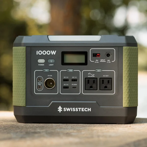 Swiss Tech 1000W Portable Power Station, 999Wh, Solar Powered Battery for Camping and Travel Emergency - Image 4