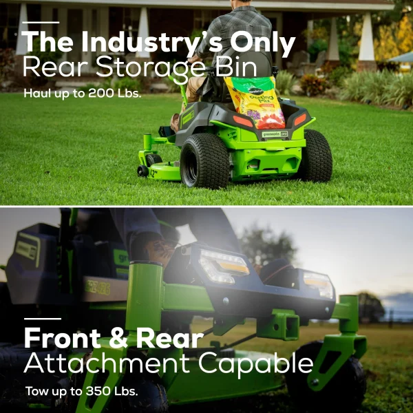 Greenworks 60V 42" Electric CrossoverZ Zero Turn Mower with (4) 8 Ah Batteries and (2) Dual Port Turbo Chargers - Image 6