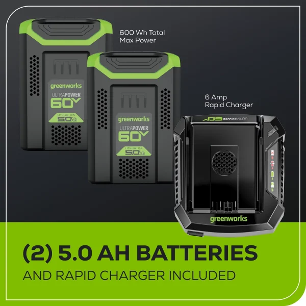 Greenworks 60V 21" Self-Propelled Lawn Mower with (2) 5.0 Ah Batteries & Rapid Charger 2546202 - Image 12