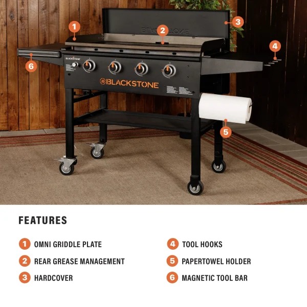 Blackstone Original 4-Burner 36 Propane Omnivore Griddle with Hard Cover - Image 5