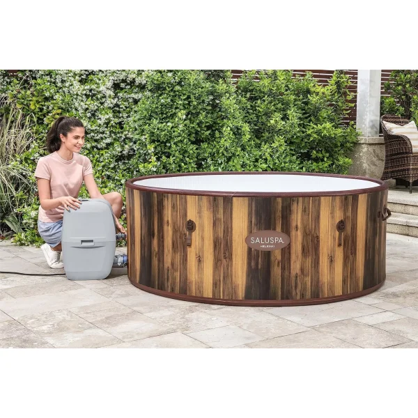 Bestway Helsinki SaluSpa 7 Person Inflatable Hot Tub w/ 180 AirJets, Brown - Image 10