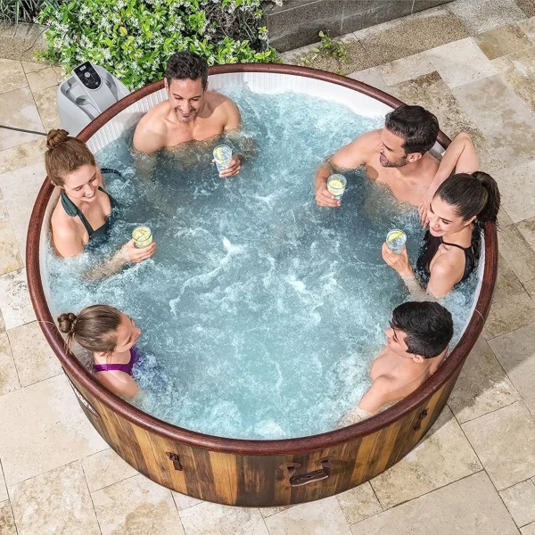 Bestway Helsinki SaluSpa 7 Person Inflatable Hot Tub w/ 180 AirJets, Brown - Image 7