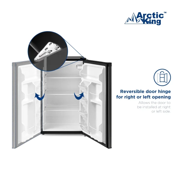 Arctic King 4.4 Cu ft One-Door No Freezer Mini Fridge, Black Stainless Steel Look E-Star, ARM44A5ASL - Image 8