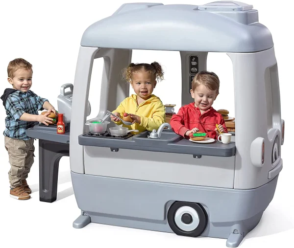 Step2 Adventure Camper, Toddler Outdoor Playhouse includes 50pc Accessory Set, Gray - Image 2
