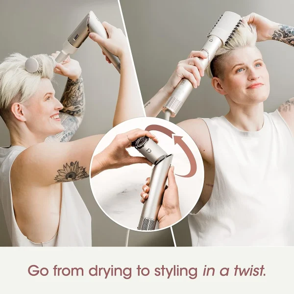 Open Box Shark - FlexStyle Air Styling & Drying System, Powerful Hair Blow Dryer and Multi-Styler for Straight and Wavy Hair - Stone HD430 - Image 7