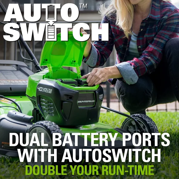 Greenworks 40V 21 Brushless (Smart Pace) Self-Propelled Lawn Mower, 2 x 4Ah USB (Power Bank) Batteries and Charger Included MO 21 Mower (2 x 4.0Ah) - Image 7