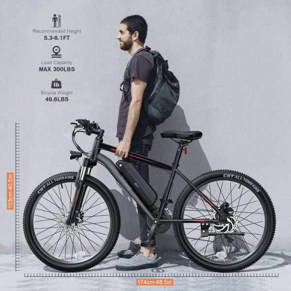 Wooken Electric Bike, Electric Bike for Adults 27.5'' E-Bikes with 500W Motor, 21.6MPH Mountain Bike with Lockable Suspension Fork, 48V 499.2WH Removable Battery, Professional 21 Speed Gears Bicycle - Image 2