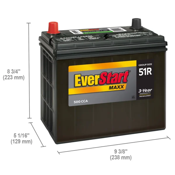EverStart Maxx Lead Acid Automotive Battery, Group Size 51R 12 Volt, 500 CCA - Image 2