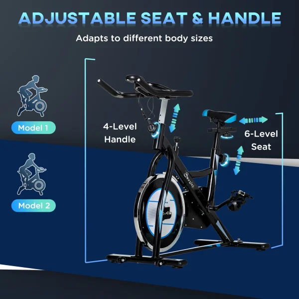 Soozier Exercise Bike, Stationary Bike for Home, Indoor Cycling Bike, Adjustable Workout Bike with Comfortable Seat Cushion and LCD Monitor - Image 6