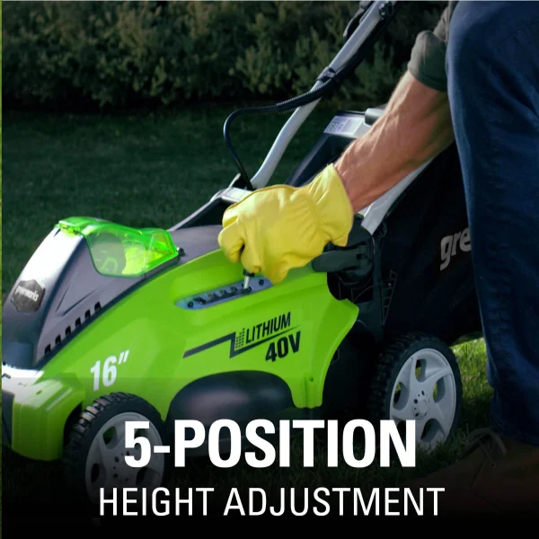 Greenworks 40V 16 Battery Powered Push Lawn Mower with 4.0 Ah Battery 25322 - Image 5
