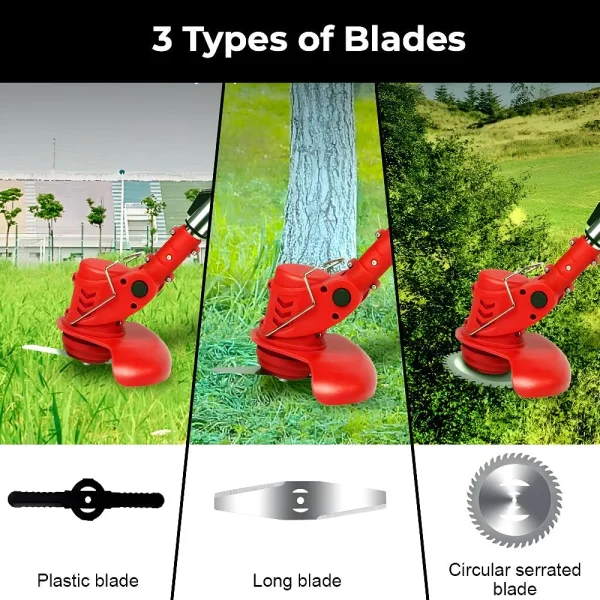 Heavy Duty Cordless Electric Weed Eater/String Trimmer Kit with 2 Batteries + Wheels - Image 2