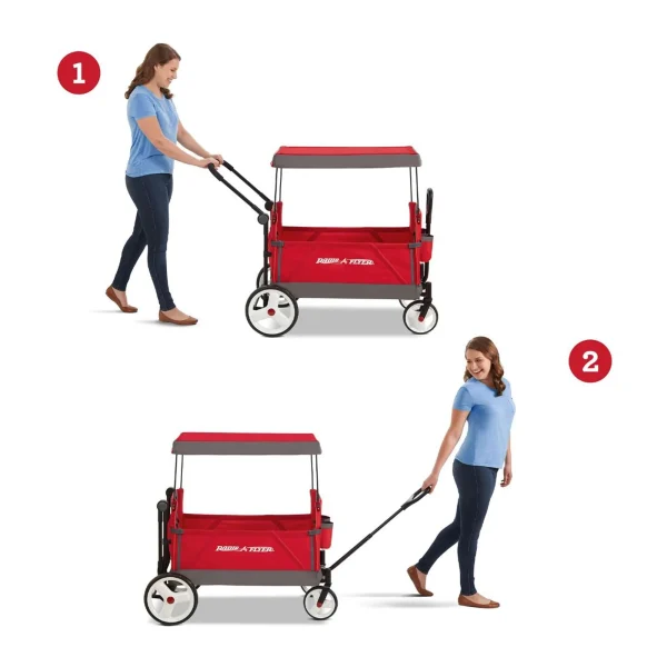Radio Flyer Convertible Stroll N Wagon with Pull & Push Handle, Red/Black - Image 4