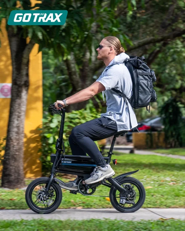Gotrax Nano 14 Folding Electric Bike, Max Range 25Miles(Pedal-Assist) & Max Speed 15.5Mph, Power by 250W Motor, Adjustable Seat & Dual Fenders, Commuter Electric Bicycle for Adults/Teens White - Image 6