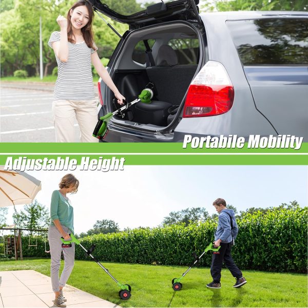 Heavy Duty Cordless Electric Weed Eater/String Trimmer Kit with 2 Batteries + Wheels - Image 10