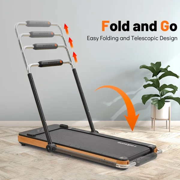 Maksone 3HP Folding Walking Pad, Wood Under Desk Treadmill with Adjustable Handlebar with Remote Control - Image 8