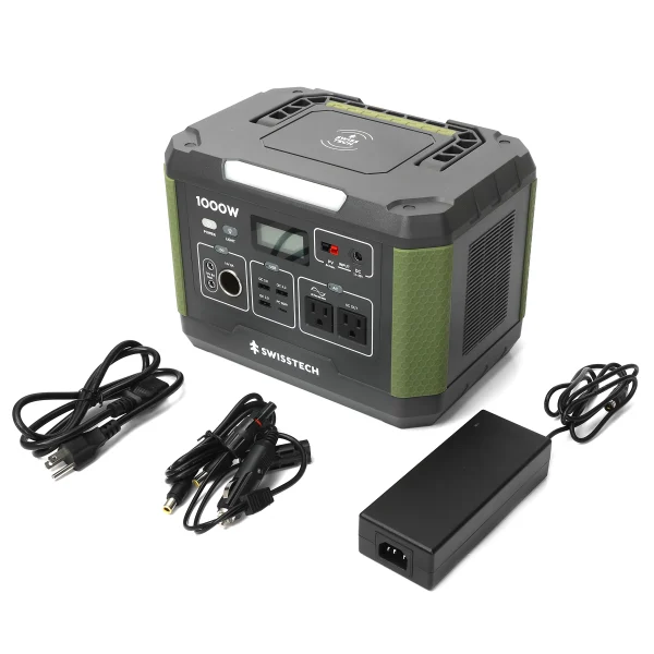 Swiss Tech 1000W Portable Power Station, 999Wh, Solar Powered Battery for Camping and Travel Emergency - Image 9