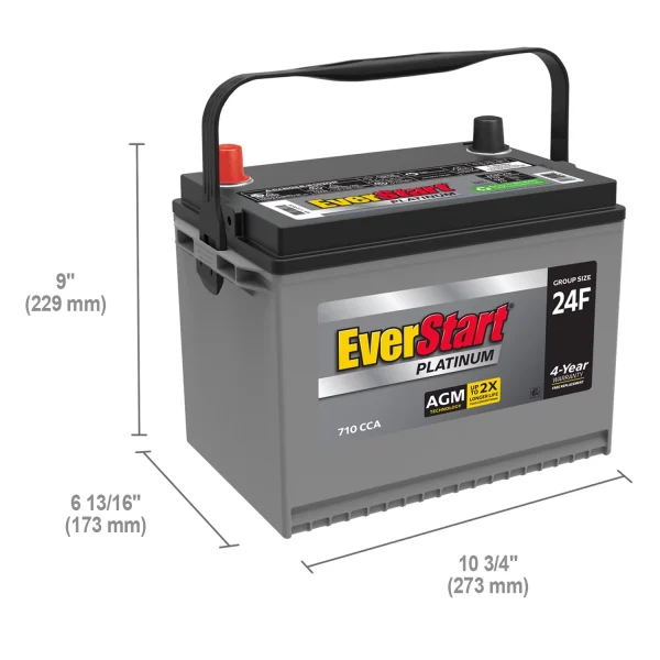 EverStart Platinum AGM Automotive Battery, Group Size 24F 12 Volt, 750 CCA - Image 2