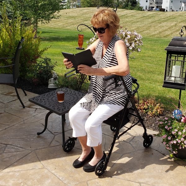 Equate Rolling Walker for Seniors, Rollator with Seat and Wheels, Black, 350 lb Capacity - Image 3