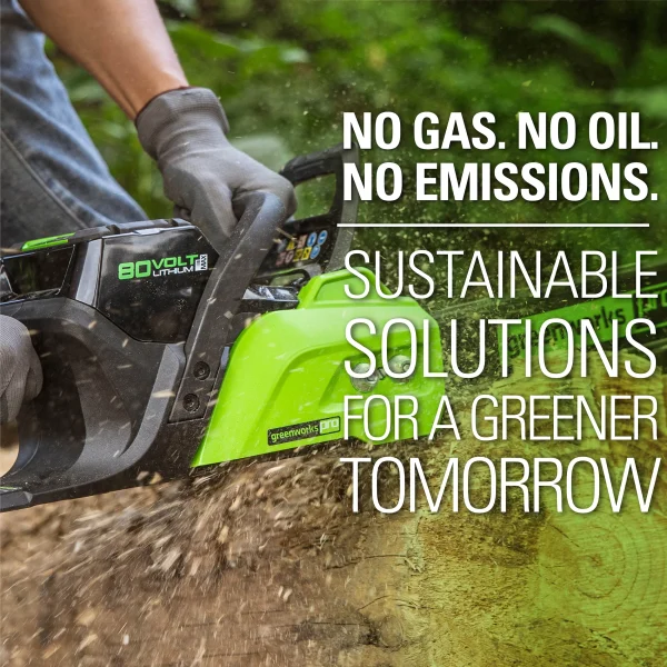 Discontinued - Greenworks 80V 18-inch Cordless Brushless Chainsaw Kit with 2.0 Ah Battery & Charger, 2004602 - Image 9