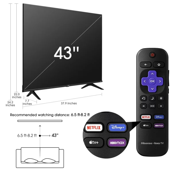 Hisense 43 Class 4K UHD LED LCD Smart Roku TV HDR R6 Series 43R6E3 - Image 3