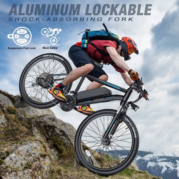 TotGuard Adult Electric Mountain Bike, 350W Motor, 36V 374.4Ah Lithium-Ion Battery, 26 Aluminum Alloy Frame, 21-Speed Shimano Transmission, Front Suspension, Dual Disc Brakes, 4 Working Modes - Image 8