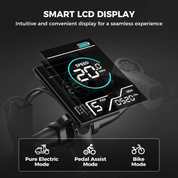 Jasion EB-X 26 Electric Bike for Adults, 500W Brushless Motor [Peak 750W] Ebike with 450Wh Removable Battery, [21 Speed Gear 22MPH] Electric Mountain Bike, Commuting E Bike with Fork Suspension - Image 3