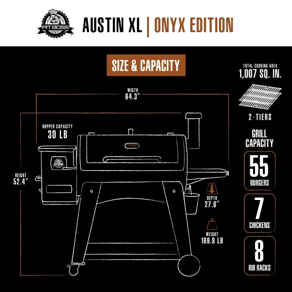 Pit Boss Austin XL 1000 Sq in Wood Fired Pellet Grill and Smoker – Onyx Series - Image 11