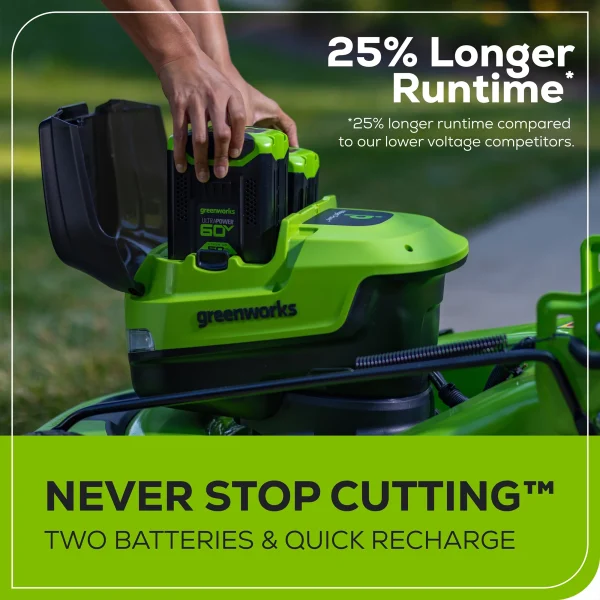 Greenworks 60V 21" Self-Propelled Lawn Mower with (2) 5.0 Ah Batteries & Rapid Charger 2546202 - Image 5