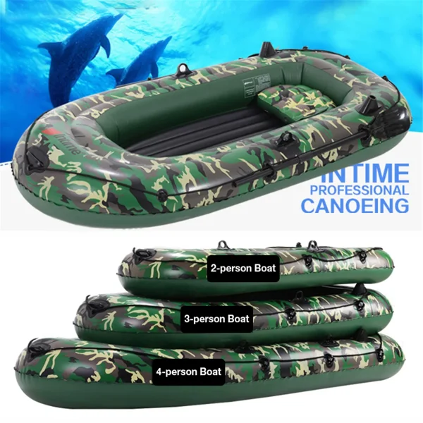 10ft 2/3/4 Person Inflatable Boat Set with Paddles Air Pump PVC Kayak Canoe Boat Set for Drifting - Image 5