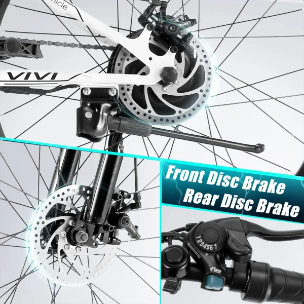 Vivi M026TGB 26 Electric Bike for Adults, Folding Mountain Bike with 500W Motor, 48V Removable Lithium-Ion Battery, 21 Speed, 20MPH, Up to 50 Miles, Dual Shock Absorber - Image 6