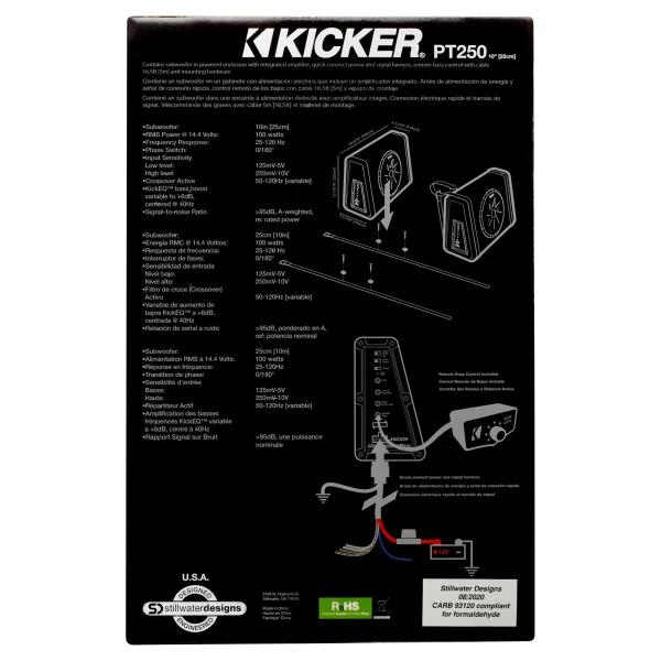 New Kicker PT250 10 Subwoofer with Built-in 100W Amplifier - Image 6