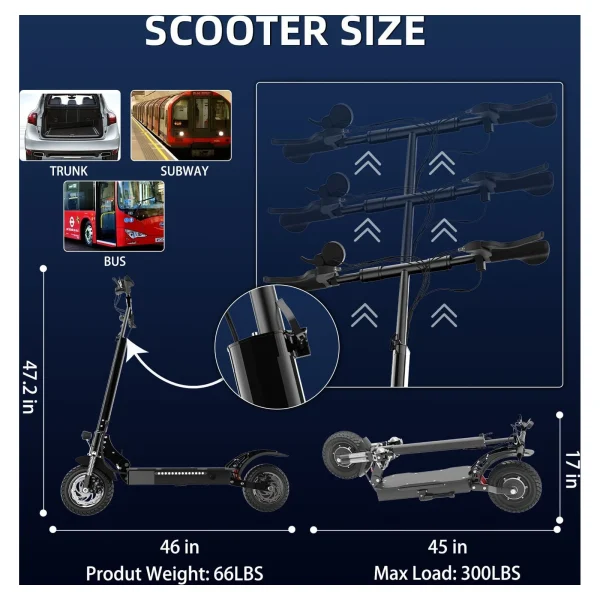 AJOOSOS X750 Electric Scooter, 1300W Powerful Motor, 35 mph Max Speed, 40 Miles Long Range, Foldable Electric Scooter Adults - Image 6