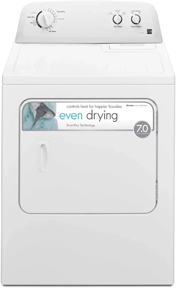Kenmore Electric Dryer with SmartDry/Wrinkle Guard, 7 Cu. ft. Capacity, White, 43H x 29W x 28D