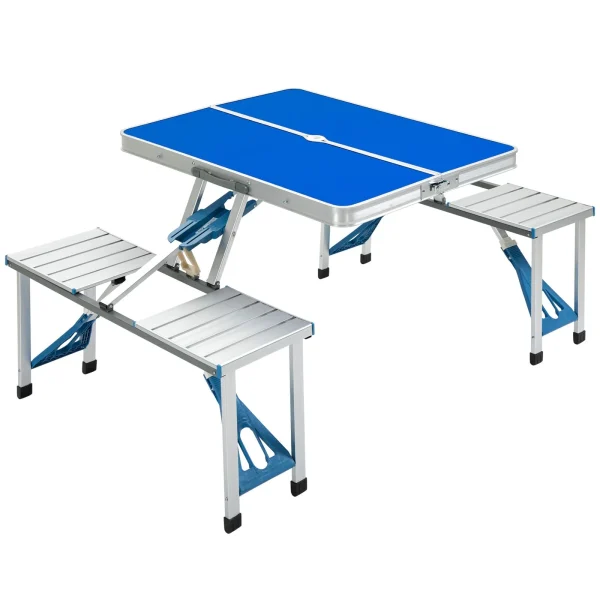 Heavy Duty Outdoor Folding Aluminum Picnic Table with 4 Seats and Portable Case - Image 3