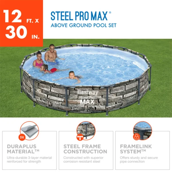 Bestway 56817E 12' x 30 Steel Pro Max Round Above Ground Pool w/ Pump - Image 2