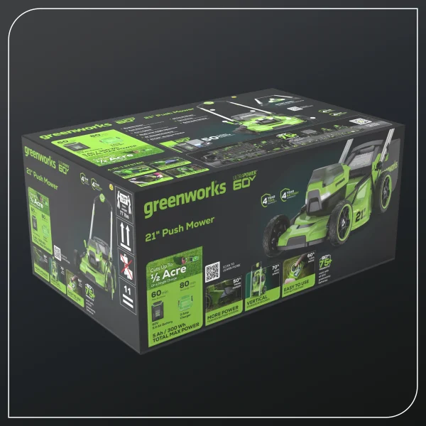 Greenworks 60V 21 Push Lawn Mower with 5.0 Ah Battery & Charger 2546502 - Image 3