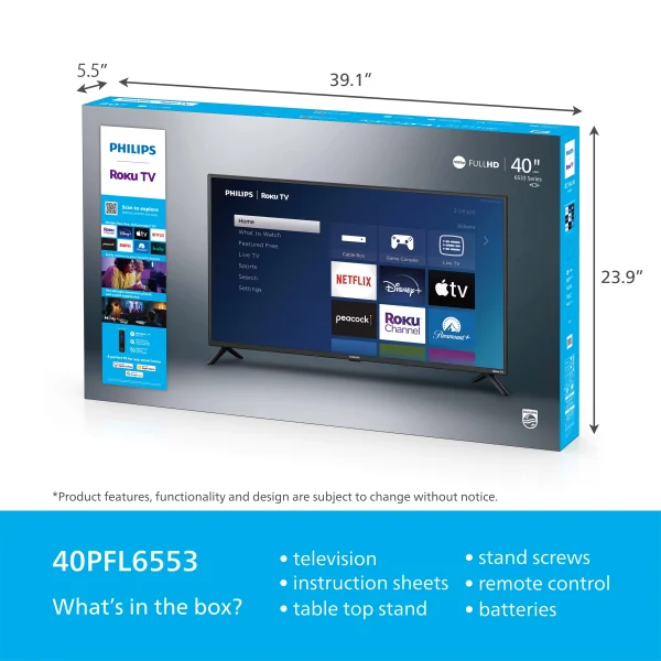 Philips 40 Class FHD (1080p) Roku Smart LED TV (40PFL6533/F7) (New) - Image 12
