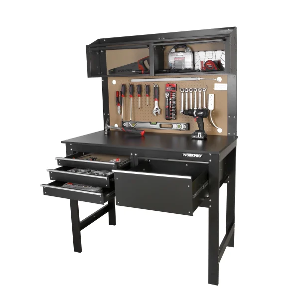 WORKPRO 2-in-1 48-inch Workbench and Cabinet Combo with Light, Steel, Wood - Image 3