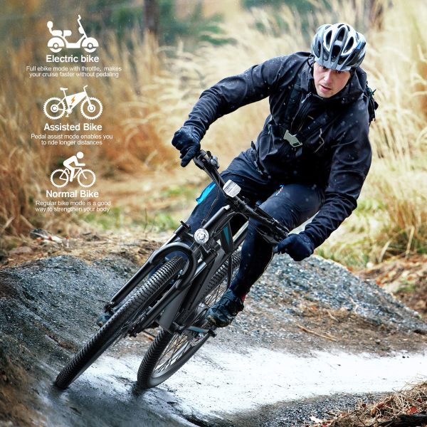TotGuard Adult Electric Mountain Bike, 350W Motor, 36V 374.4Ah Lithium-Ion Battery, 26 Aluminum Alloy Frame, 21-Speed Shimano Transmission, Front Suspension, Dual Disc Brakes, 4 Working Modes - Image 7