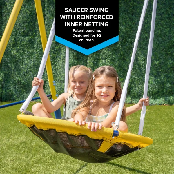 Sportspower Super Star Metal Swing Set with Saucer Swing, Glider Swing, Lifetime Warranty on Blow Molded Slide, and Bonus Anchor Kit - Image 3