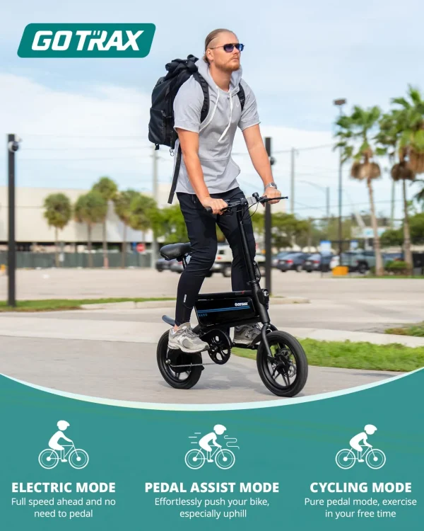 Gotrax Nano 14 Folding Electric Bike, Max Range 25Miles(Pedal-Assist) & Max Speed 15.5Mph, Power by 250W Motor, Adjustable Seat & Dual Fenders, Commuter Electric Bicycle for Adults/Teens White - Image 8