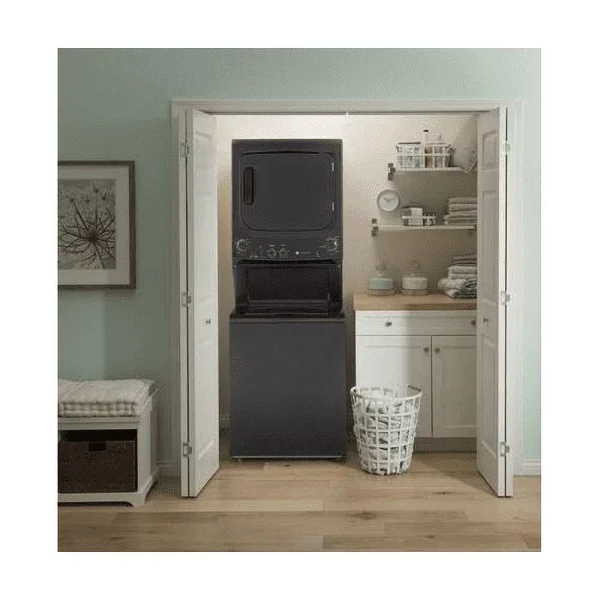 GE GUD27ESSMWW 27 Spacemaker Series Washer and Electric Dryer with Multi wash Cycles Rinse Temperature Auto Loading Sensing Rotary Electronic Controls and Spin Speed Combination in White - Image 2