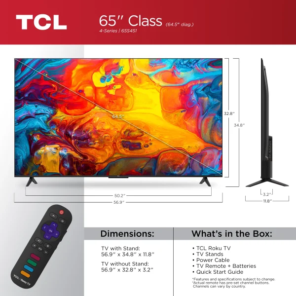 TCL 65 Class 4-Series 4K UHD HDR Smart Roku TV - 65S451 - Image 3