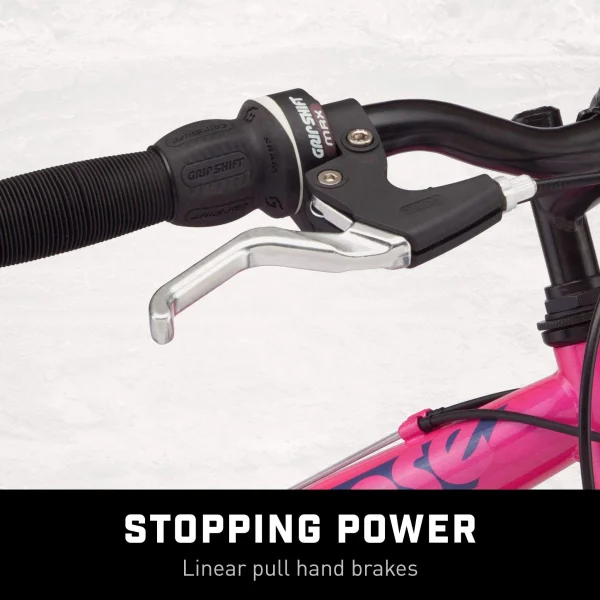 Mongoose Exlipse Full Dual-Suspension Mountain Bike for Kids, Featuring 15-Inch/Small Steel Frame and 21-Speed Shimano Drivetrain with 24-Inch Wheels, Kickstand Included, Pink - Image 7