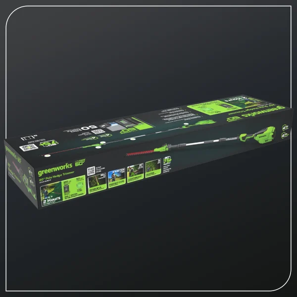 Greenworks 60V 20 Pole Hedge Trimmer with 2.0 Ah Battery & 3 Amp Charger 2307502 - Image 3