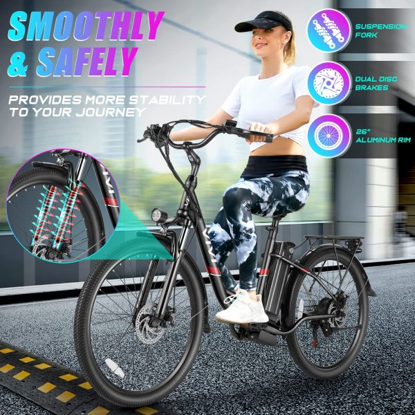 Vivi Electric Bike, 26 Electric Bicycle for Adults, 500W City Cruiser Ebike with 48V Removable Battery, 7 Speed Commuter Bike 20MPH & 50 Mile Range Adult Electric Bikes with Cruise Control - Image 4