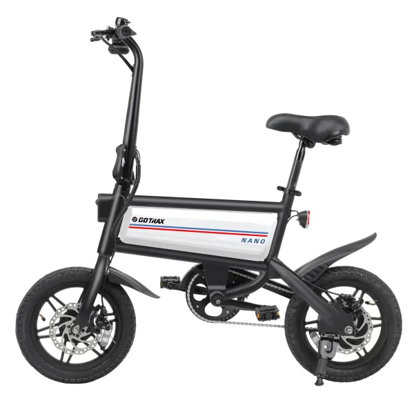 Gotrax Nano 14 Folding Electric Bike, Max Range 25Miles(Pedal-Assist) & Max Speed 15.5Mph, Power by 250W Motor, Adjustable Seat & Dual Fenders, Commuter Electric Bicycle for Adults/Teens White
